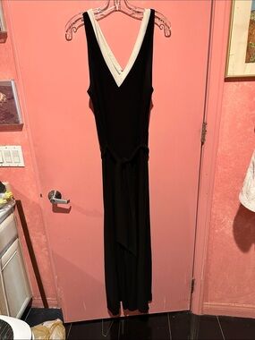 Ralph Lauren Black Maxi Dress with White V-Neck